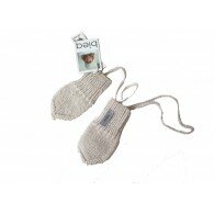 Moufles naissance tricot beige 