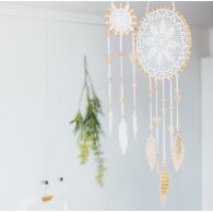Grand Attrape Rêve feuilles brodée