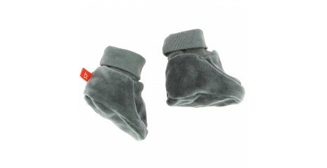 Chaussons bébé velour gris foncé Limo Basics